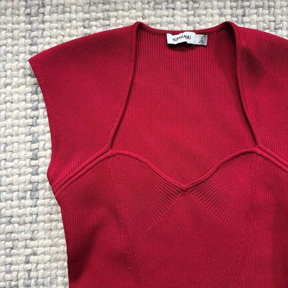 Simkhai Barbara Sweetheart Bodysuit in Carmine Small - Picture 6 of 8